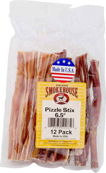 Smokehouse - Steer Pizzle Stixs - Dog Chew - USA - 6 pack (6x4.5) sticks