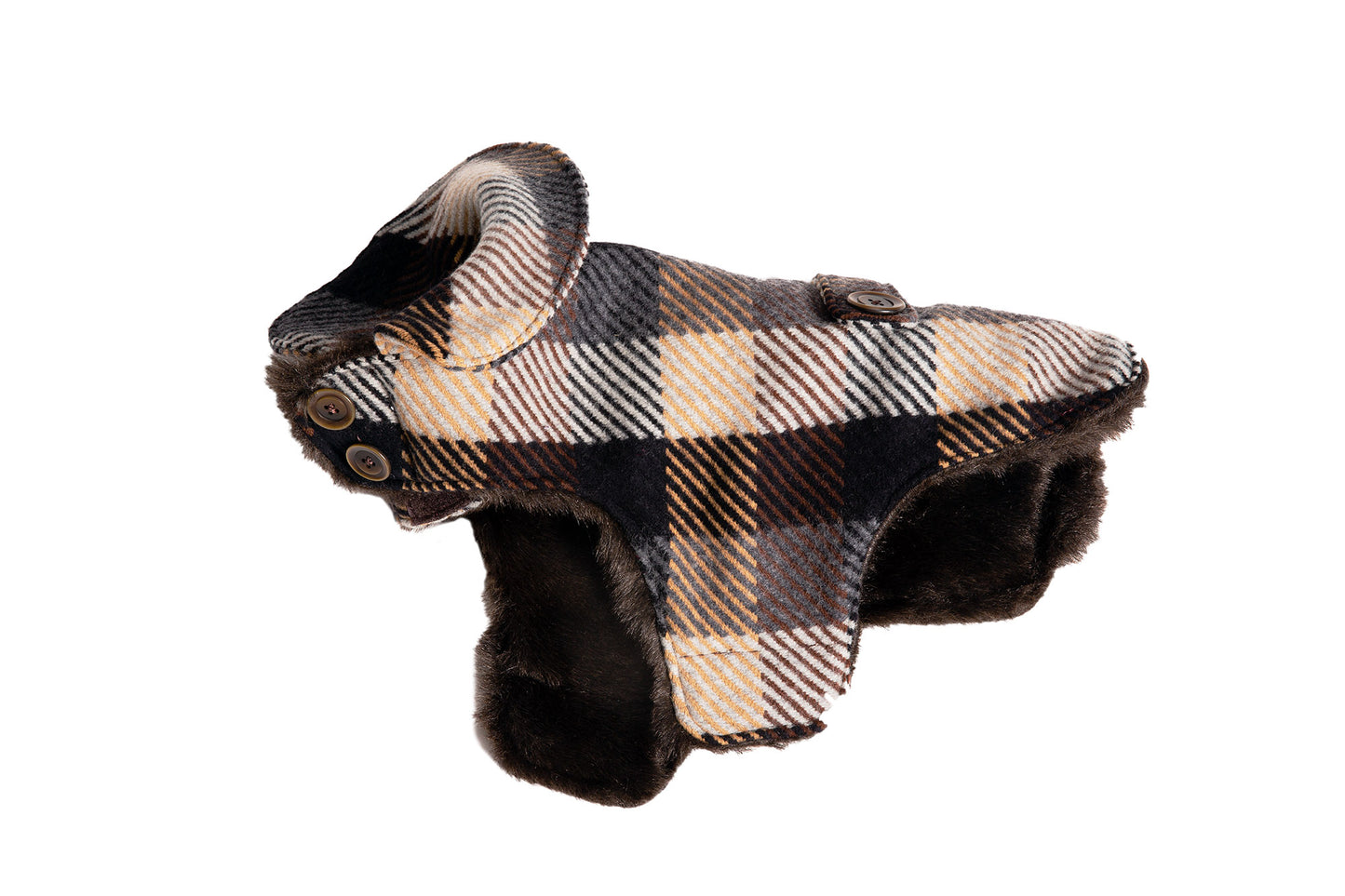 Dog Carrier - Winter - Brown, Tan & Navy Wool Plaid - & Coat