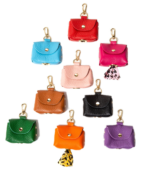 Fine leather Bag Holders - 10 Color Options - Poop Bag Holder