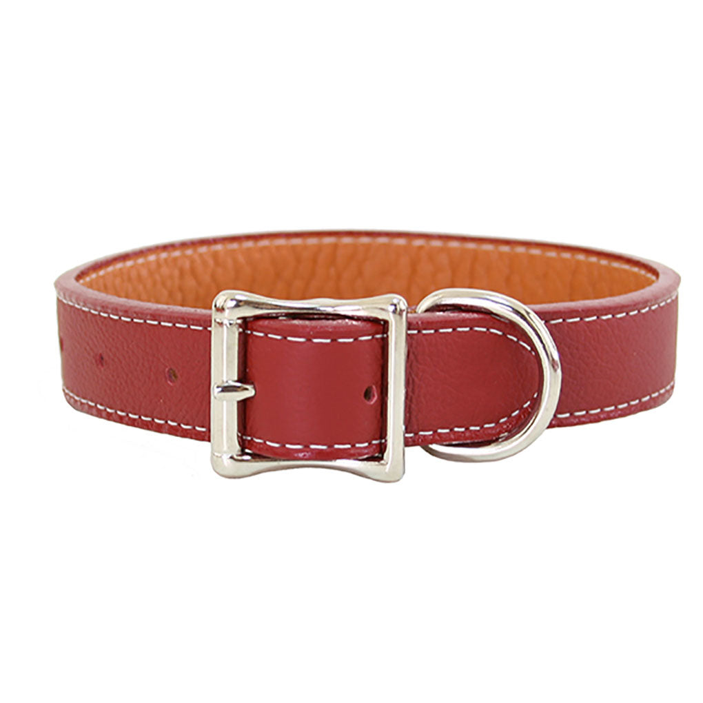 Auburn Dog Collar - Dog Collar, Soft Leather, 11 Colors, Additional Stainless Name Plate Available