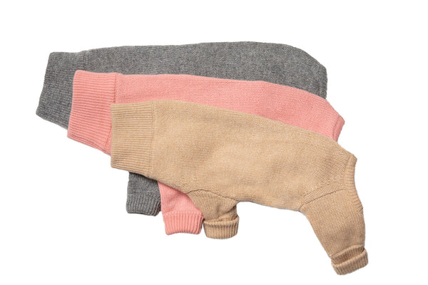 Cashmere Tracksuit Sweater - Camel, Gray & Pink Cashmere