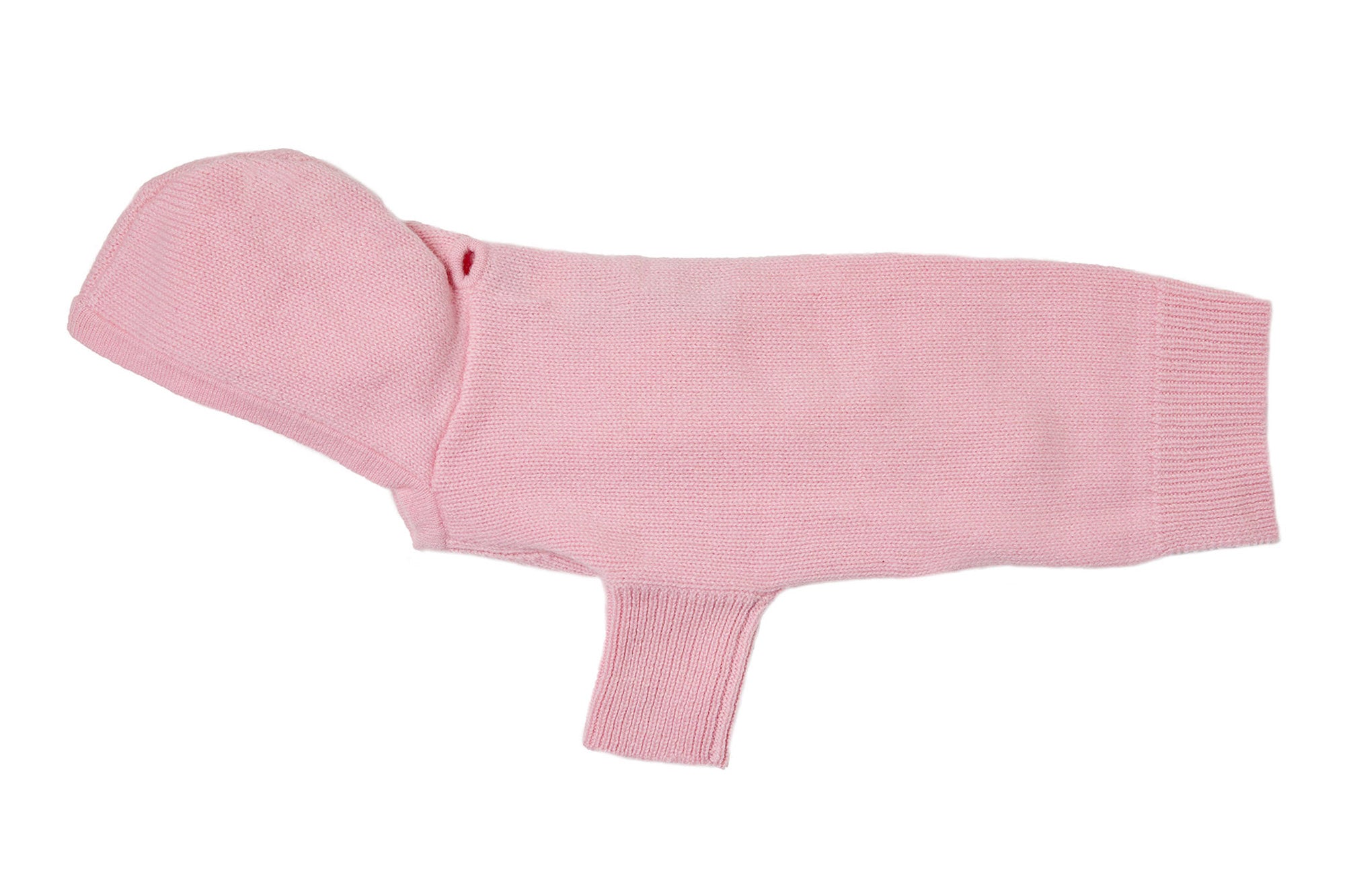 Cashmere Hooded Dog Sweater - Pink and Winter White