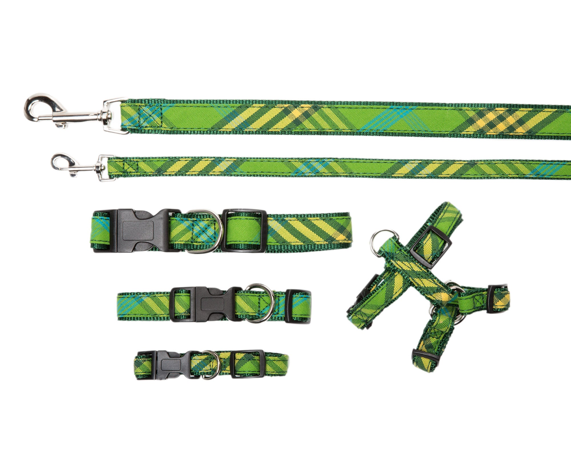 Plaid Signature Collection - Dog Collar, Harnesses, & Leads - Green Plaid
