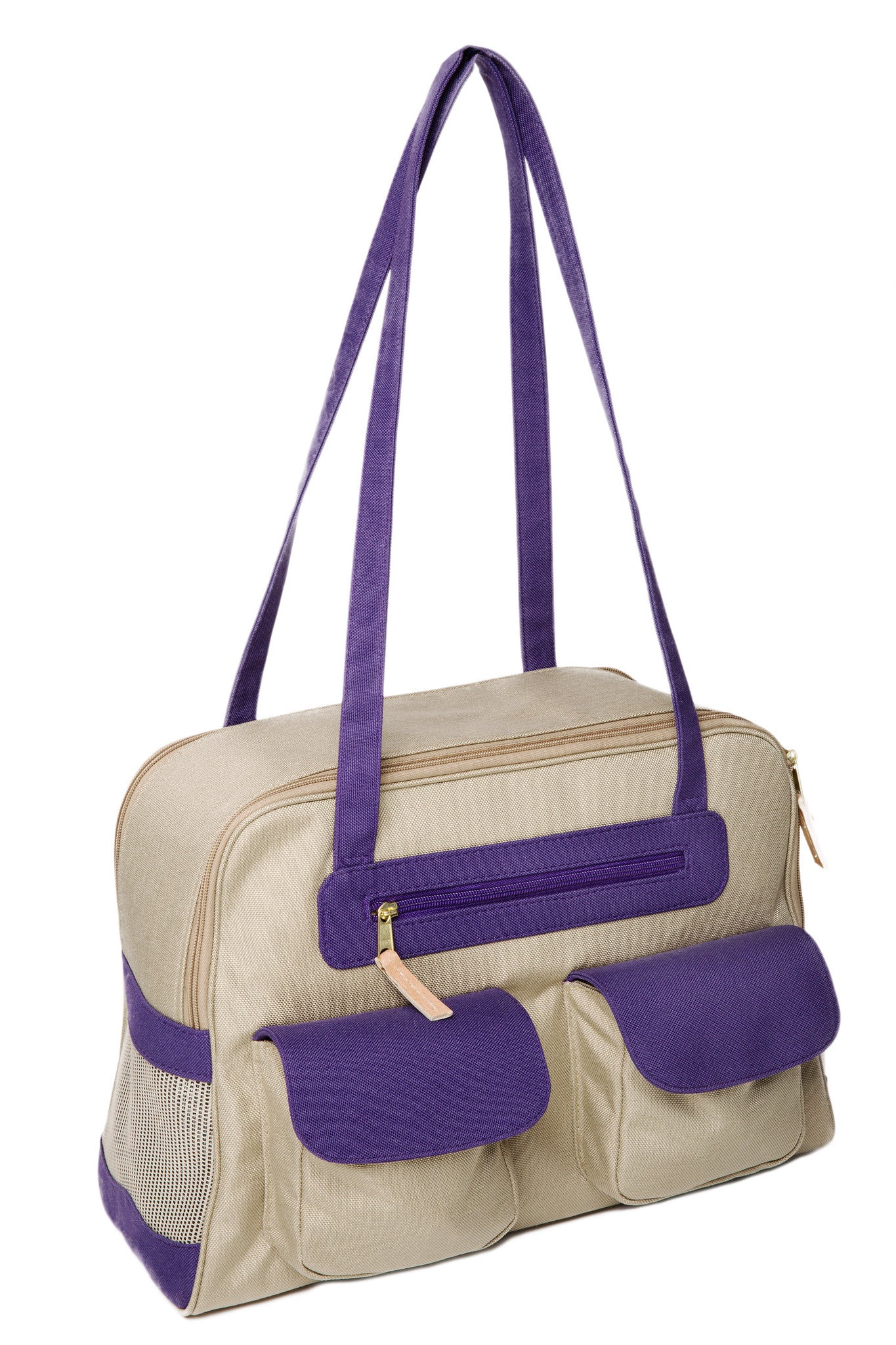 Spring/Summer - Beige Canvas Dog Carrier w/Colored Canvas Trim - 5 Color Options