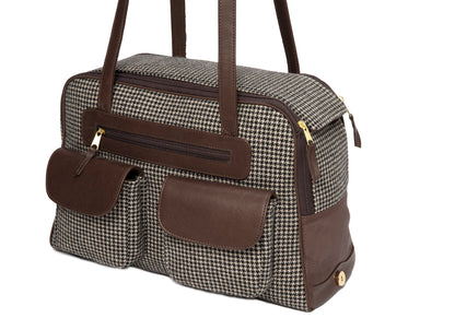 Dog Carrier - Winter - Cashmere Brown Checked Houndstooth Carrier