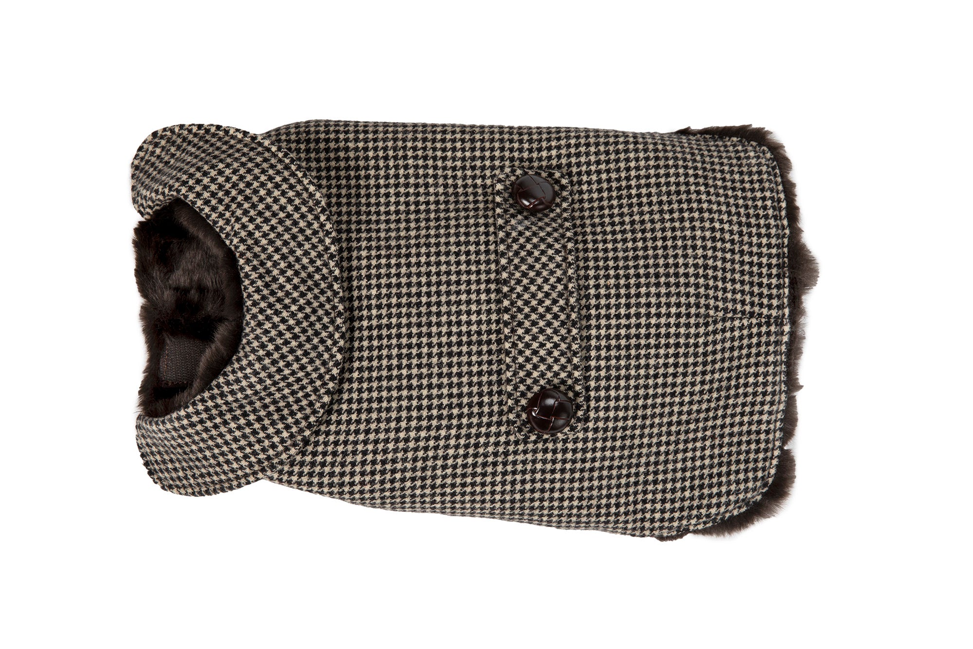 Couture Cashmere -  Brown Checked Houndstooth Coat
