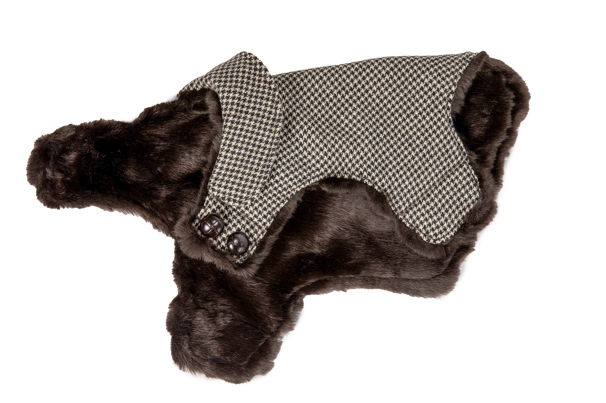 Couture Cashmere -  Brown Checked Houndstooth Coat