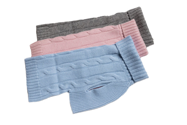 Cashmere Dog Solid Sweater - Gray, Light Pink & Baby Blue
