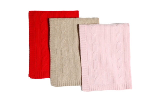 Cashmere Blanket - Red, Oatmeal & Pink - Dog Blanket - 3 Color Options