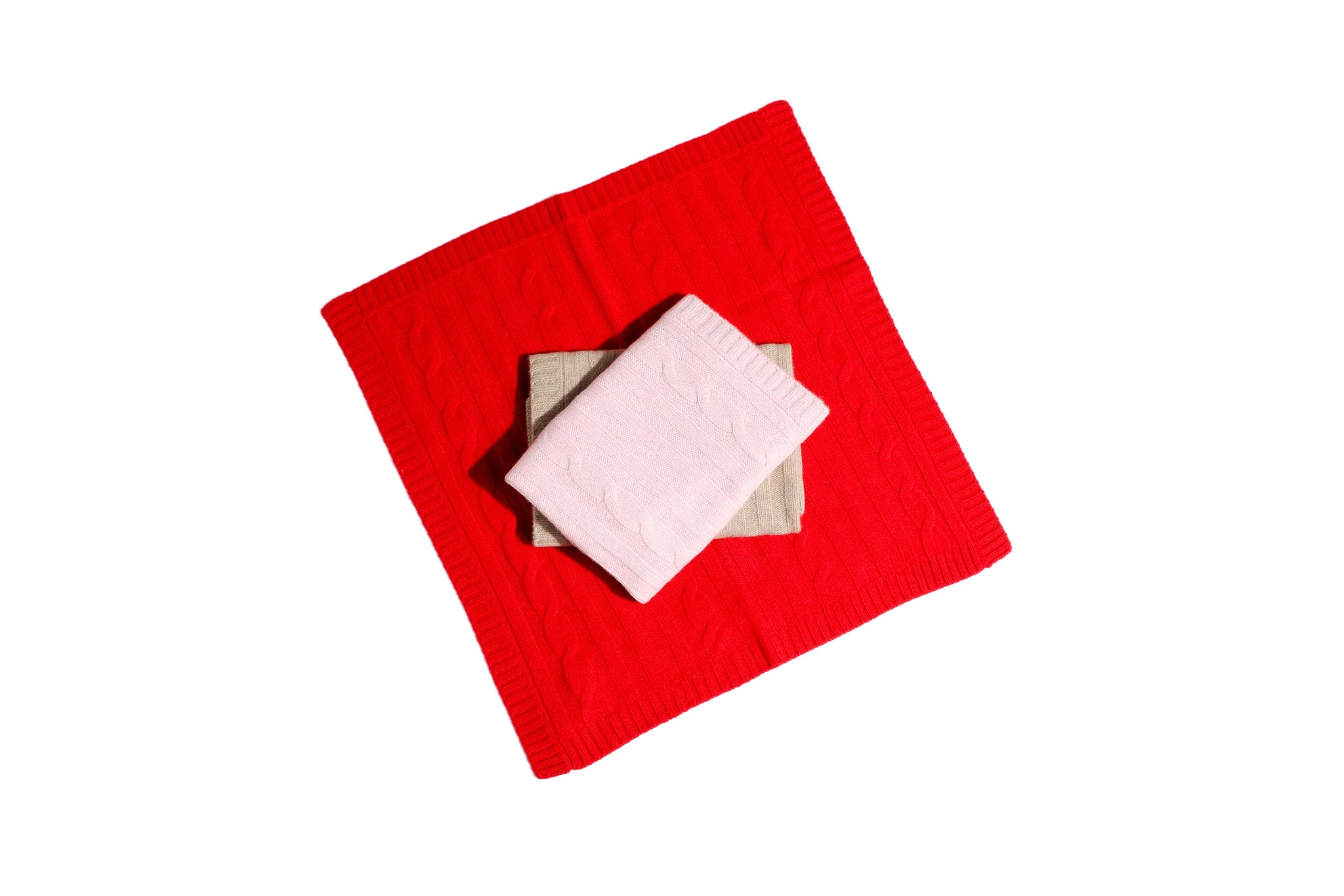 Cashmere Blanket - Red, Oatmeal & Pink - Dog Blanket - 3 Color Options