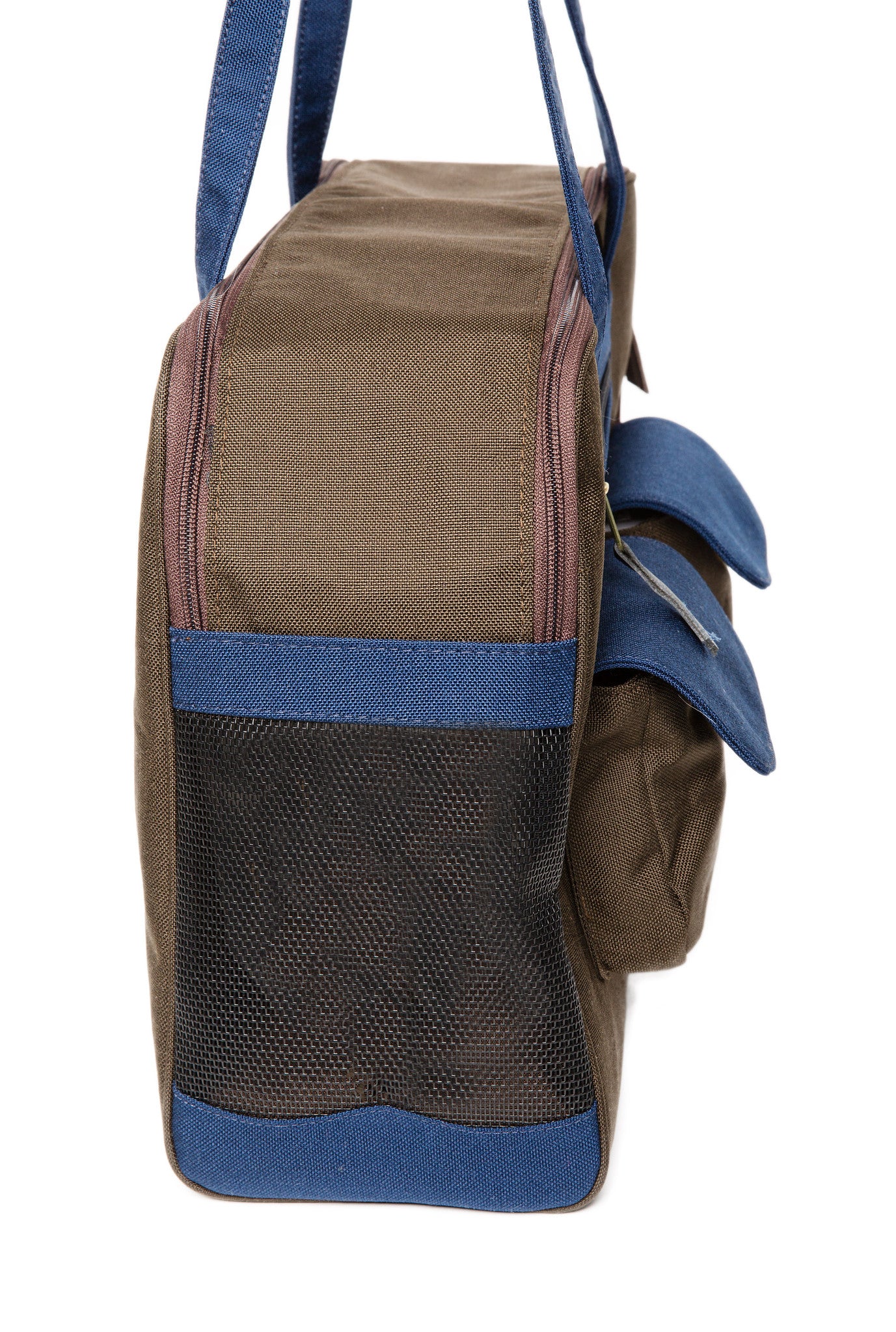 Dog Carrier - Winter - Chocolate Canvas, Colored Canvas Trim, 2 Colors