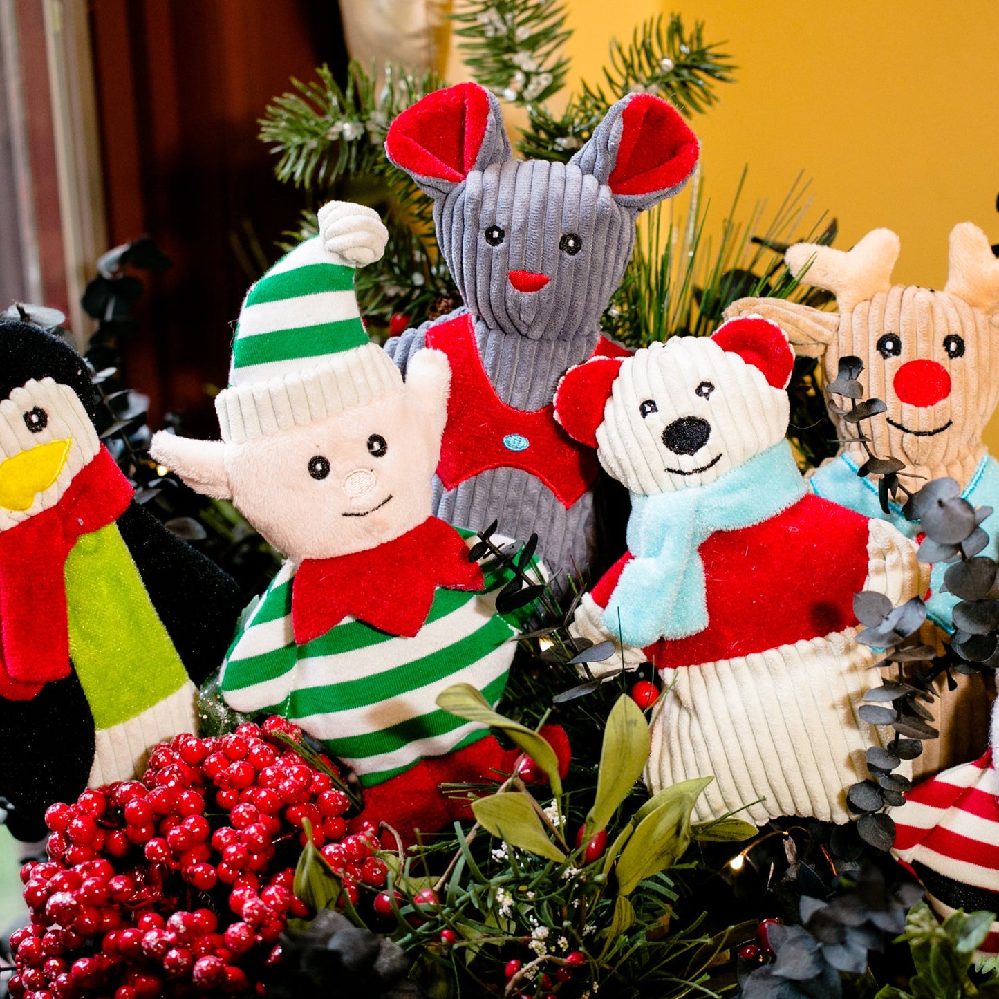 Christmas - Holiday Dog Toys - Santa, Elf, Mouse, Polar Bear and Penguin