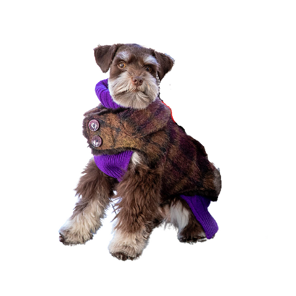 Couture Mohair - Purple Plaid Mohair- Dog Coat