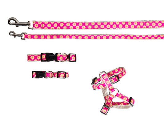 CS Designer Collection - Dog Harnesses & Leads - Pink Follard