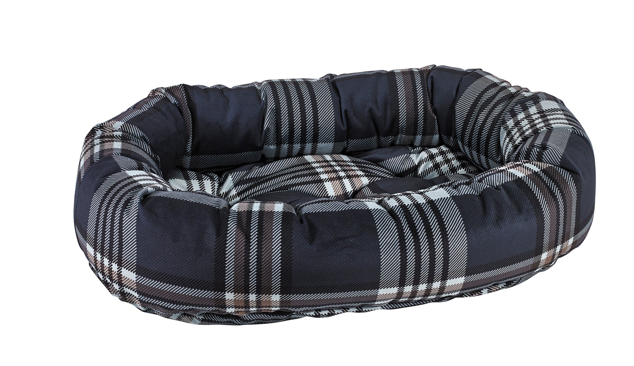 Microvelvet - Donut Bed - Greystone Tartan - Dog Bed