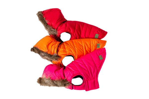 Hooded Parka, Pink, Red, Orange, Brown - Aspen Collection