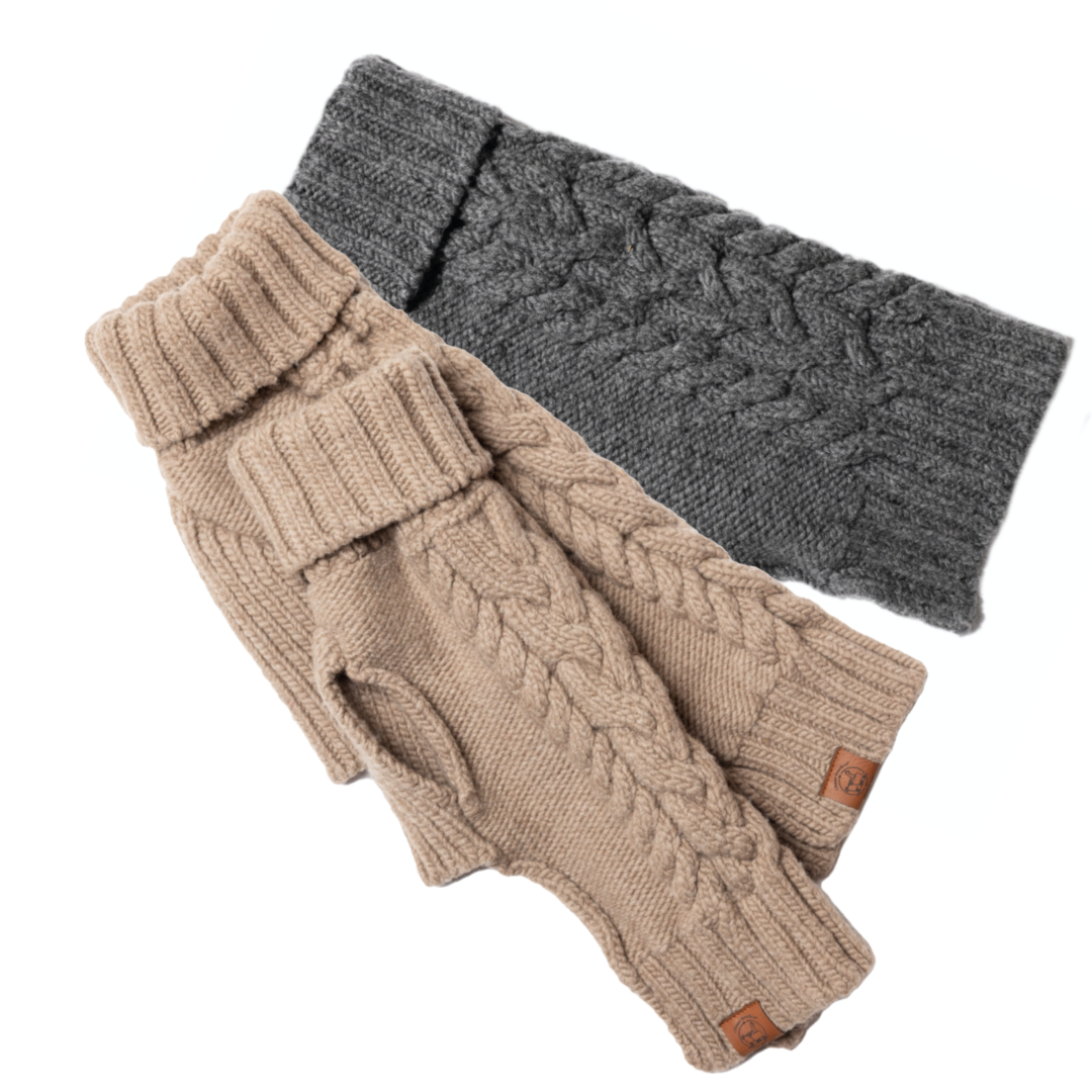 Grey Cable Knit Dog Sweaters