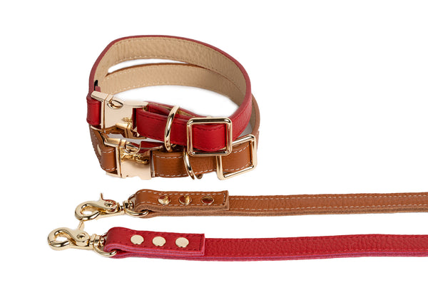 Dog Collar -Canine Styles Fine Leather Buckle Collar and Lead - 3 Color Options