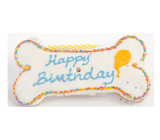 Specialty Treat - Happy Birthday Treat - Frosted Script Bone - Dog Treat - USA