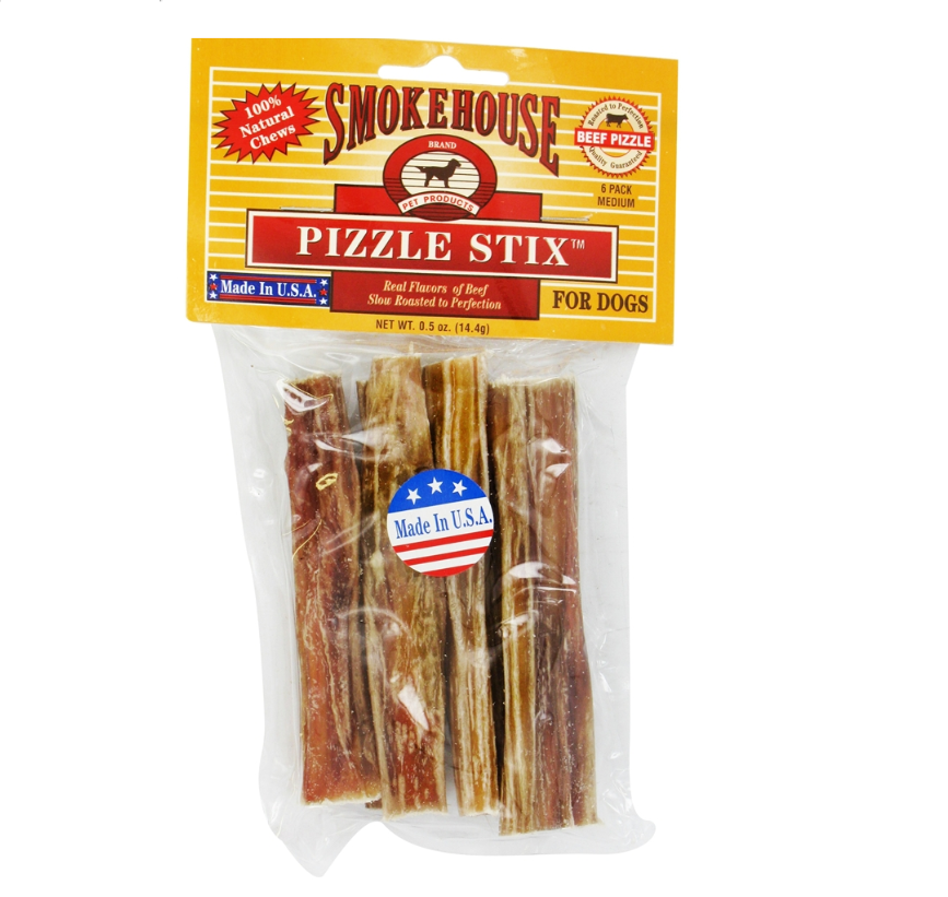 Smokehouse - Steer Pizzle Stixs - Dog Chew - USA - 6 pack (6x4.5) sticks