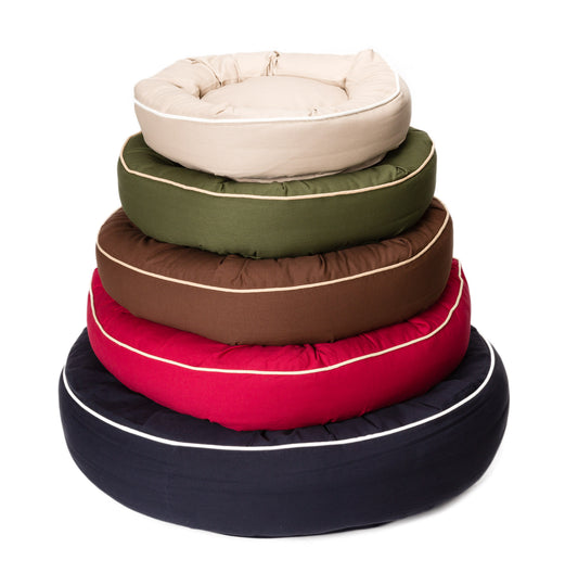 Canine Styles - Cotton Canvas Beds - Solid Colors w/Off White Piping - Dog Beds - 7 Color Options