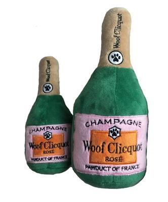 Clicquot Rose' Champagne Bottle - Dog Toy - Squeaker Toy - 2 Sizes