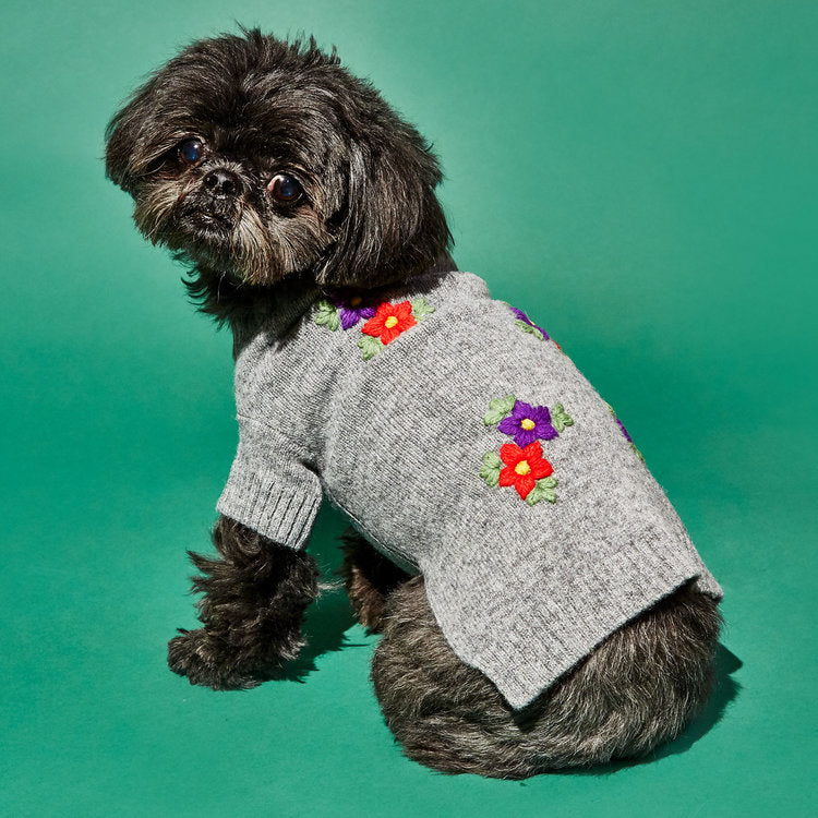 Embroidered Flower Dog Sweater