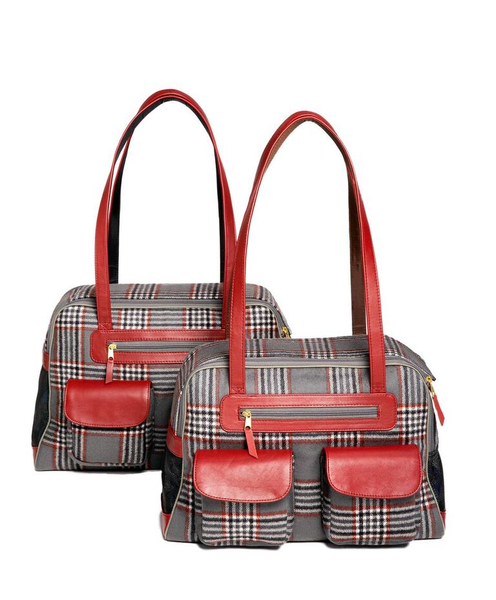 Dog Carrier - Winter - Cashmere Dog Carrier - Red, Black & Gray Classic Plaid